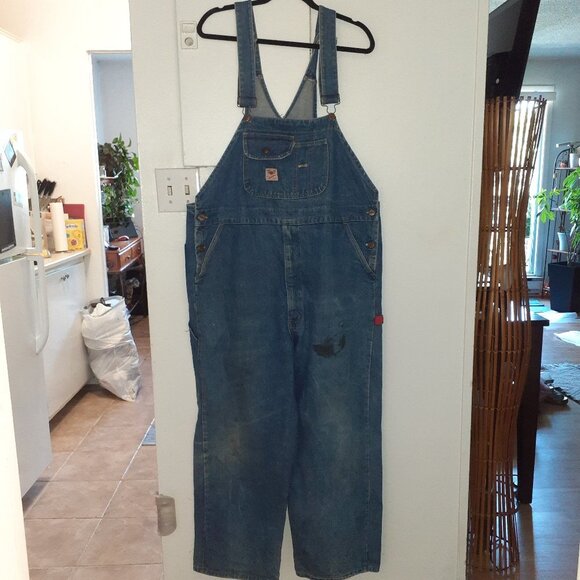 Vintage GWG-Scrubbies-Bib Overalls Coveralls-Denim Jeans-Size 46 Men - Picture 1 of 6